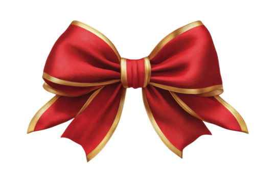 A vibrant red ribbon bow, elegantly designed