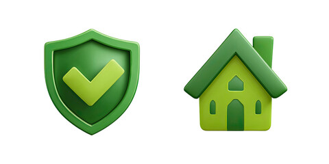 Obraz premium Green shield and house icons (2)