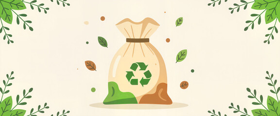 Fototapeta premium Biodegradable waste bag ready for composting, eco-friendly concept