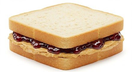 Sandwich gourmand beurre cacahuete confiture lumiere douce texture app�tissante. AI Generated