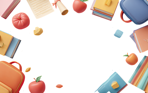 Colorful school supplies frame