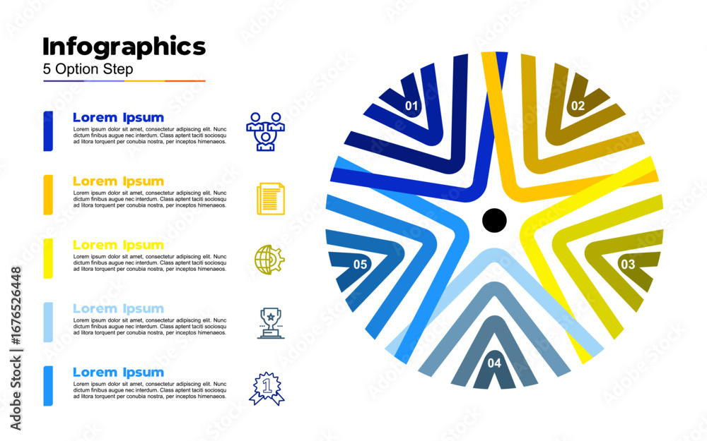 Aufkleber infographic circular star shape scheme with 5 step . concept of cyclic business process with 5 stage