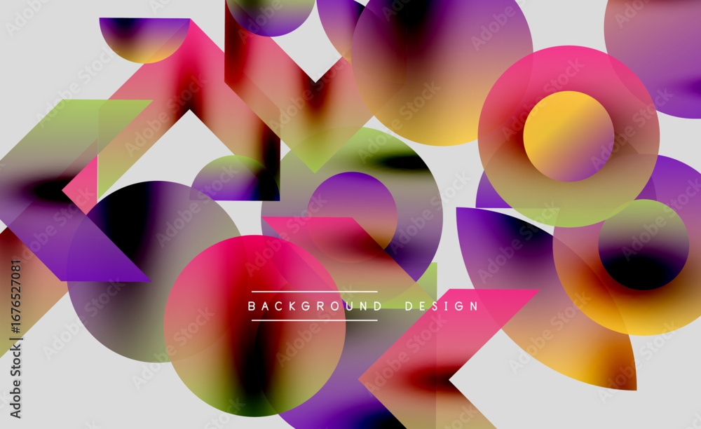 Poster abstract colorful shapes overlap. vibrant gradients create dynamic composition. modern design elemen