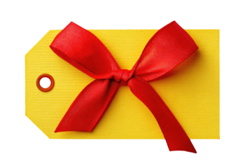 Yellow gift tag with red ribbon (1)