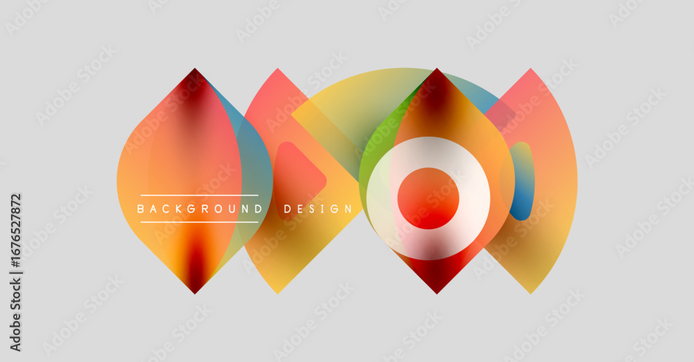 Poster abstract colorful shapes overlap. gradient hues create dynamic visual effect. modern design element 