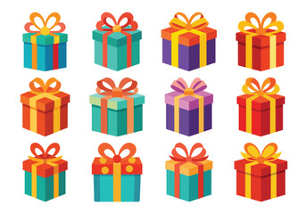 Gift box vector cartoon set icon. Illustration of isolated cartoon icon gift box with ribbon. Vector illustration set christmas present.