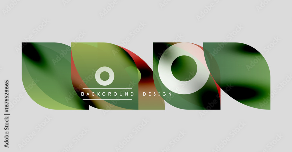 Poster abstract colorful ribbons overlap, creating dynamic visual effect. text background design present wi
