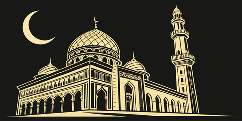 Islamic festival eid mubarak event background with mosque design