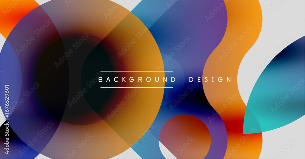 Poster abstract colorful overlapping circles create dynamic background. modern design features gradients, s