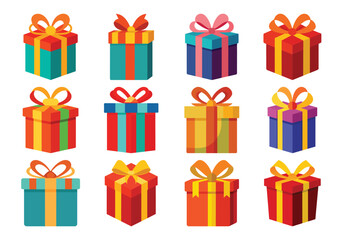 Gift box vector cartoon set icon. Illustration of isolated cartoon icon gift box with ribbon. Vector illustration set christmas present.