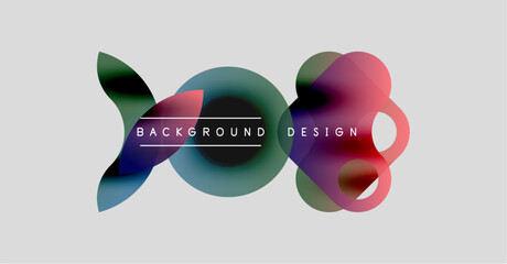 Abstract shapes overlap, creating vibrant color blends. Text reads background design centered within composition. Minimalist aesthetic.