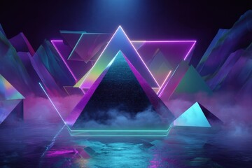 Neon pyramid landscape