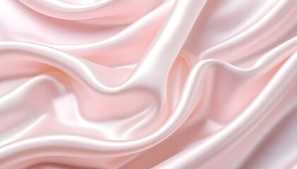 Obraz premium Flowing light pink silk texture as a luxurious abstract background. Elegant satin cloth with soft, gentle folds and shiny drapery