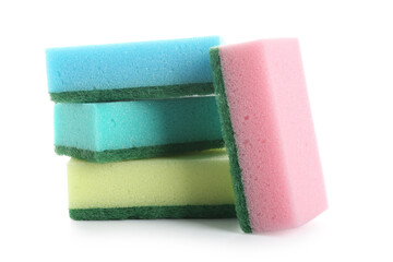 Sponges for cleaning on white background