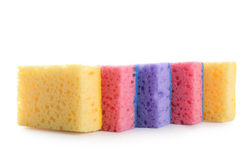 Sponges for cleaning on white background
