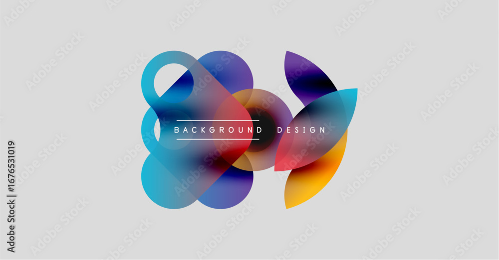 Aufkleber abstract colorful shapes overlap, creating dynamic visual effect. light gray background enhances vib