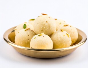 Laddu in the plate on white background
