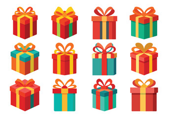 Gift box vector cartoon set icon. Illustration of isolated cartoon icon gift box with ribbon. Vector illustration set christmas present.