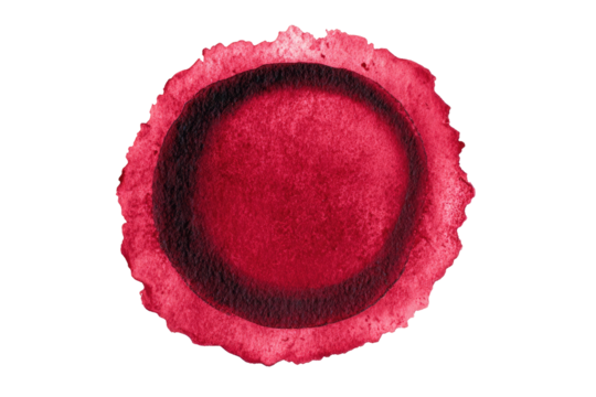 Close-up of a vibrant red circular design, resembling a stained or painted object