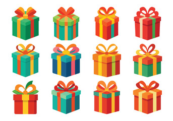 Gift box vector cartoon set icon. Illustration of isolated cartoon icon gift box with ribbon. Vector illustration set christmas present.