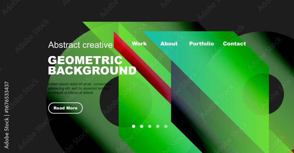 Aufkleber abstract geometric background features vibrant colors, text overlay, navigation menu. modern design 