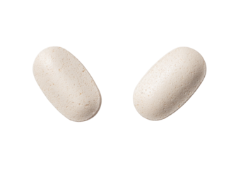 Two light beige oval pills