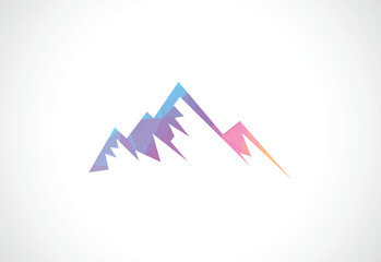 Low poly with Minimalist Mountain Logo Design Template, Vector illustration