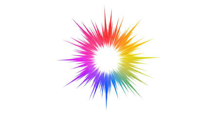 Fototapeta premium Abstract Colorful Burst on White Background Radiating Rainbow Energy