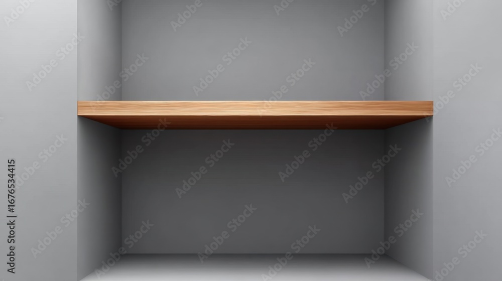 Poster minimalist empty shelf in gray background perfect for displaying products or decorations in modern i