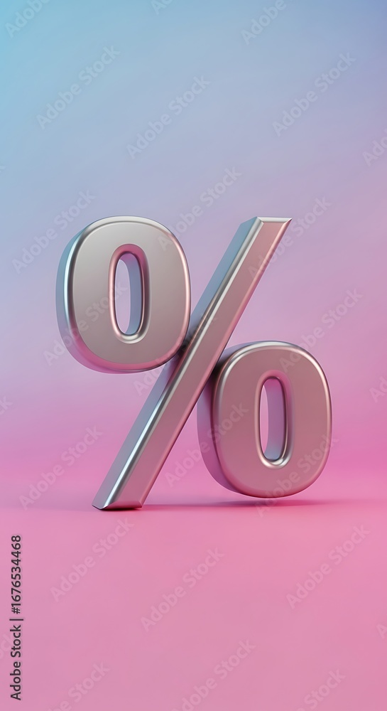 Poster 3d percentage symbol on a gradient background