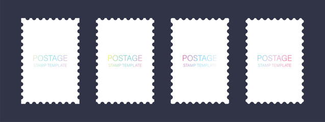 blank postage stamp template with perforated edges for retro postal design