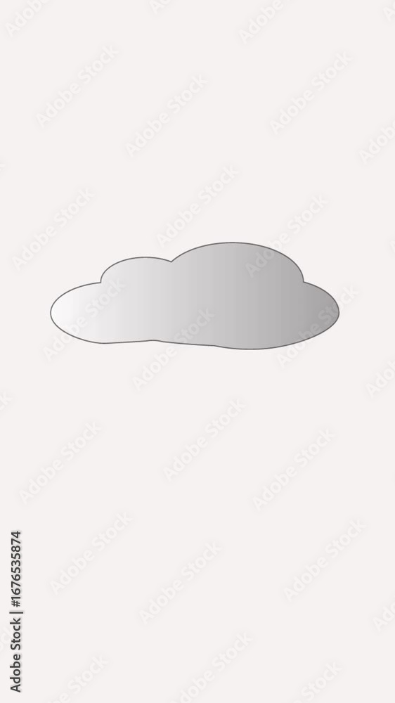 Poster animated cloud floating on a light pastel background for weather forecasting and design.