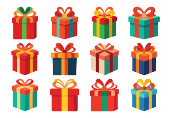 Gift box vector cartoon set icon. Illustration of isolated cartoon icon gift box with ribbon. Vector illustration set christmas present.