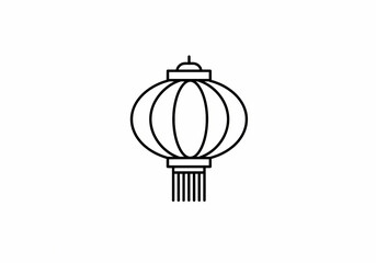 Fototapeta premium Elegant Asian Lantern Line Art Design Element on transparent background