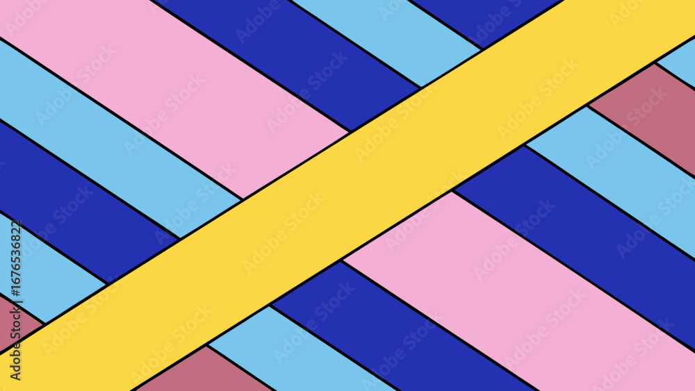 Poster abstract geometric pattern with diagonal stripes in pastel and bold colors creating a dynamic visual