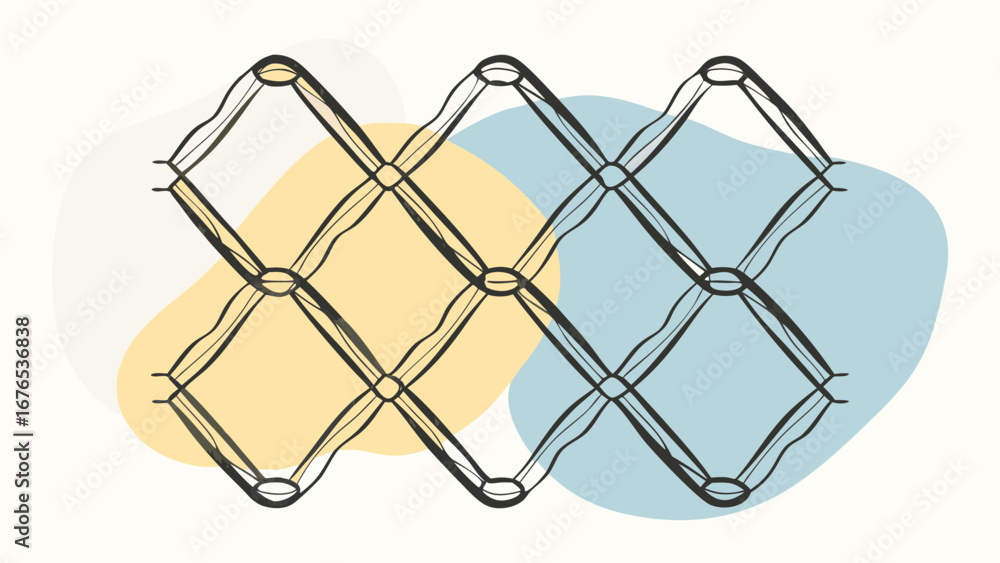 Poster abstract geometric pattern with hand drawn diamond shapes and soft pastel background blobs