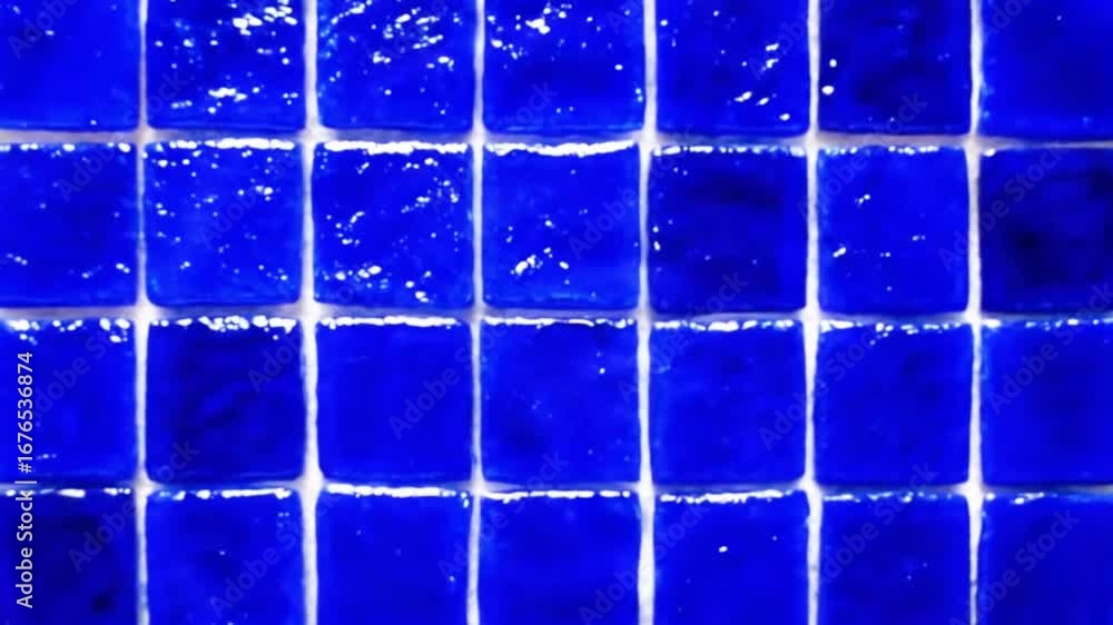 Poster an abstract shot showcasing a grid of captivating blue tiles, offering a visual interplay of color a