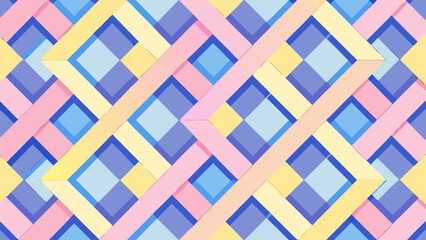 Abstract geometric pattern of intersecting pastel colored bands and diamond shapes