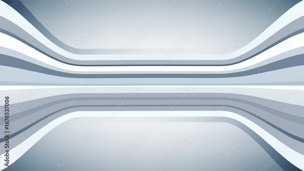 Poster abstract background futuristic tunnel design in blue and white with curved symmetrical lines creatin