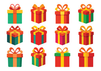 Gift box vector cartoon set icon. Illustration of isolated cartoon icon gift box with ribbon. Vector illustration set christmas present.