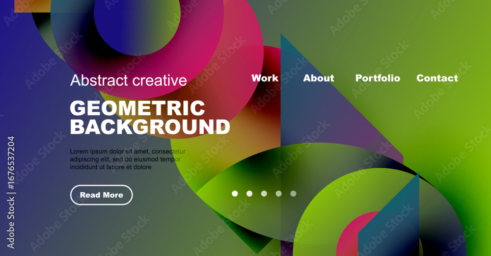 Poster abstract geometric background design. vibrant colors, shapes overlap creating modern visual experien