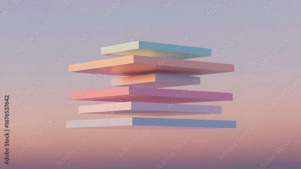Aufkleber abstract geometric shapes stacked in pastel colors create a modern and minimal design