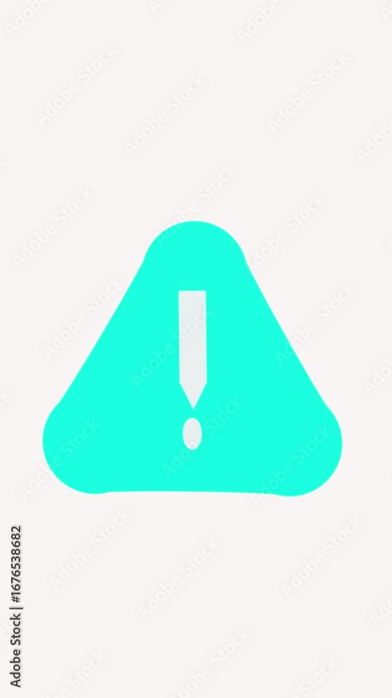 Poster teal warning symbol with exclamation mark animation vertical video. clean animated teal alert icon. 