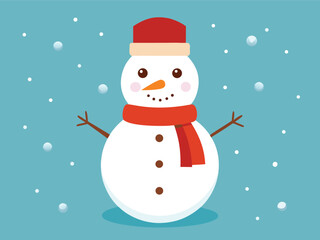 Snowman christmas character icon vector
