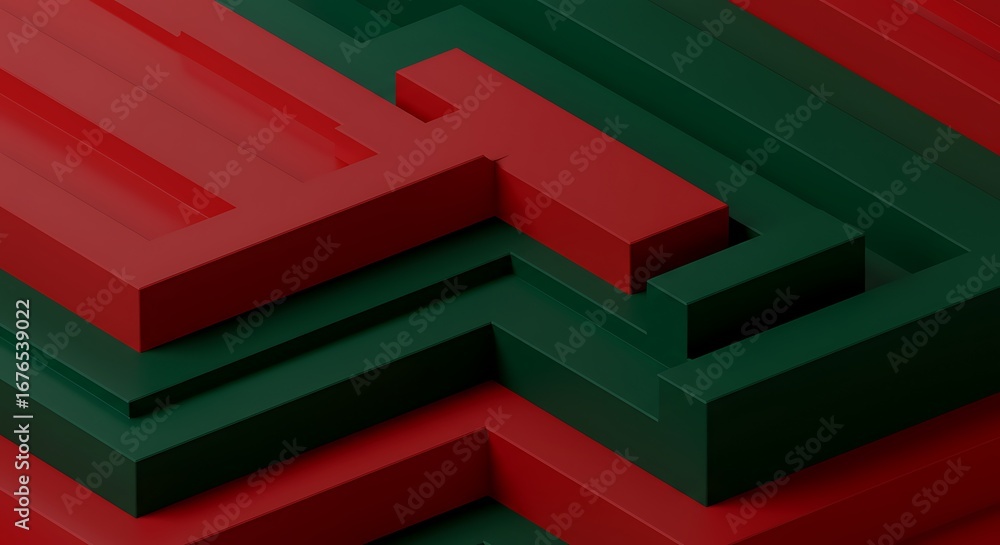 Poster an abstract geometric background featuring red and green shapes creating a modern and stylish patter