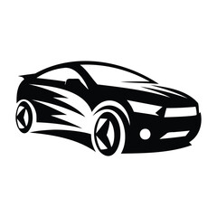 Modern Car Front View Silhouette Vector – Sleek Automobile Design
