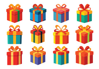 Gift box vector cartoon set icon. Illustration of isolated cartoon icon gift box with ribbon. Vector illustration set christmas present.