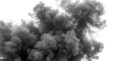 Abstract Gray Smoke Plume Against White Background for Special Effects