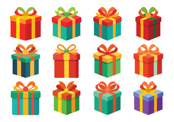 Gift box vector cartoon set icon. Illustration of isolated cartoon icon gift box with ribbon. Vector illustration set christmas present.