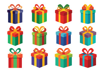 Gift box vector cartoon set icon. Illustration of isolated cartoon icon gift box with ribbon. Vector illustration set christmas present.
